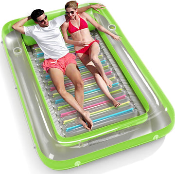 Inflatable Tanning Pool Lounger Float - Jasonwell 4 in 1 Sun Tan Tub Sunbathing Pool Lounge Raft Floatie Toys Water Filled Tanning Bed Mat Pad for Adult Blow Up Kiddie Pool Kids Ball Pit Pool (KR-XXL) - Jasonwell